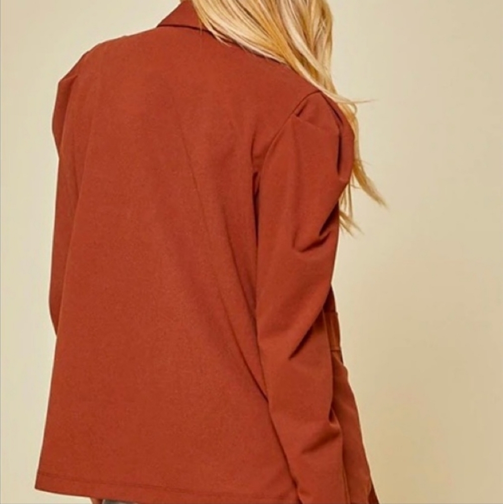 Andree by Unit Puff Sleeve Chestnut Brown Blazer Size S - Picture 2 of 11